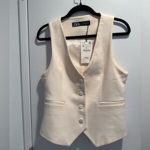 Zara Women's Ivory Buttoned Vest